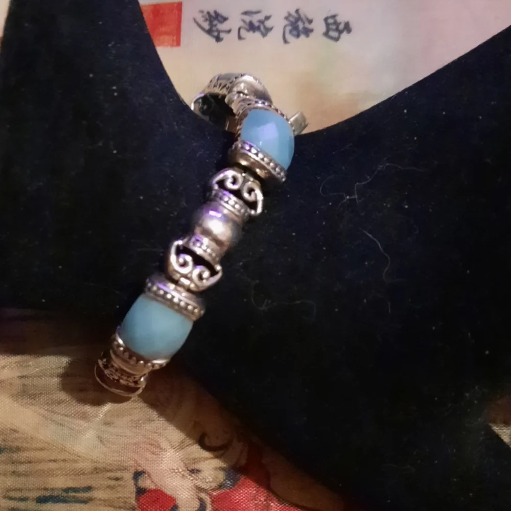 Signed 925 gemstone link bracelet with vintage safety clasp sterling